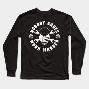 Nobody Cares Skull Flag Long Sleeve T-Shirt